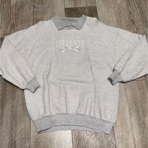 Vintage Time Square Sportswear grey collared sweatshirt cottage core xl Colorado